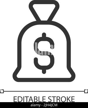 Tasche von Geld Pixel perfekte lineare ui-Symbol Stock Vektor