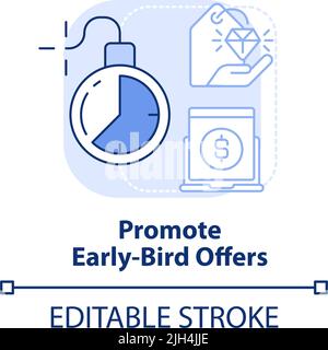 „Frühaufsteher werben“ bietet ein hellblaues Konzeptsymbol Stock Vektor