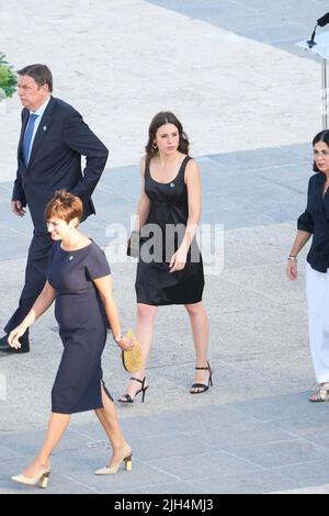 Madrid. Spanien. 20220715, Irene Montero nimmt an der „Applaus for Memory“-Veranstaltung Teil, die am 15. Juli 2022 im Königlichen Palast in Madrid, Spanien, die „Staatsakt zur Anerkennung der Covid-Opfer und die Anerkennung der sanitären Mitarbeiter ‘Anerkennung“ würdigte. Quelle: MPG/Alamy Live News Stockfoto