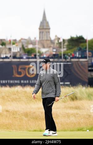 US-amerikanischer Talor Gooch am zweiten Tag der Open am Old Course, St Andrews. Bilddatum: Freitag, 15. Juli 2022. Stockfoto