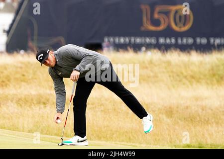 US-amerikanischer Talor Gooch am zweiten Tag der Open am Old Course, St Andrews. Bilddatum: Freitag, 15. Juli 2022. Stockfoto