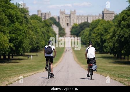 Radler auf dem langen Spaziergang in Windsor, in der Grafschaft von berkshire. Bilddatum: Freitag, 15. Juli 2022. Stockfoto