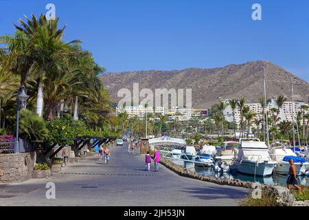 Boote in der Marina, Hotelkomplex in Anfi del Mar, Arguineguin, Grand Canary, Kanarische Inseln, Spanien, Europa Stockfoto