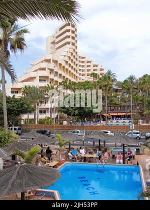 Strandbar mit Pool in einem Hotel in Playa del Ingles, Kanarische Inseln, Spanien, Europa Stockfoto