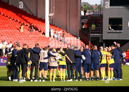 Sheffield, Großbritannien. 13.. Juli 2022. Sheffield, England, 13. 2022. Juli: Schwedische Mannschaft spielt während des UEFA Womens Euro 2022 Gruppe-C-Fußballspiels zwischen Schweden und der Schweiz in der Bramall Lane in Sheffield, England. (Daniela Porcelli /SPP) Quelle: SPP Sport Press Foto. /Alamy Live News Stockfoto