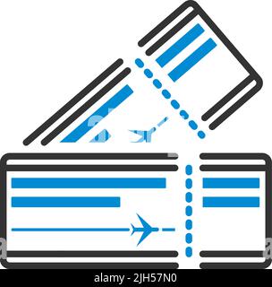 Symbol Für Flugtickets. Editierbare Fett Formatigte Kontur Mit Farbfüllungsdesign. Vektorgrafik. Stock Vektor