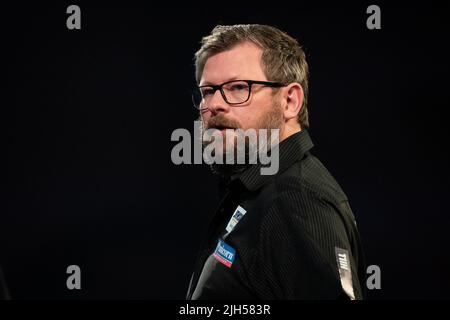 Datei-Foto vom 02-01-2022 von James Wade, der verzweifelt den 15.. Jahrestag seines World Matchplay-Titeltriumphs in diesem Jahr in Blackpool mit mehr Ruhm feiern will. Ausgabedatum: Freitag, 15. Juli 2022. Stockfoto