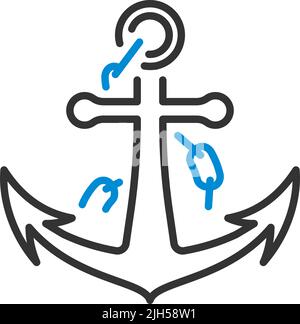 Symbol Des Seeankers. Editierbare Fett Formatigte Kontur Mit Farbfüllungsdesign. Vektorgrafik. Stock Vektor