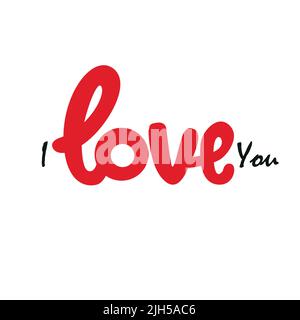 Love Word handgezeichnete Schriftzüge. Moderne Kalligraphie Schrift Liebe Text. Vektorgrafik. Design für den Druck auf Hemden, Plakaten, Banner. Rosa Farbe Stock Vektor