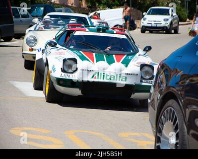 POLTU QUATU - ITALIEN - JUL 9 - 2022 : Lancia stratos livrea alitalia Poltu Quatu Classic Stockfoto