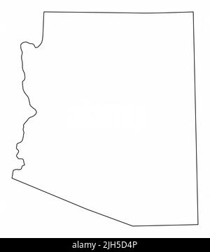 Isolierte Karte des Staates Arizona. Schwarze Umrisse auf weißem Hintergrund. Stock Vektor