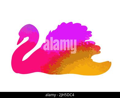 Schöne bunte abstrakte Silhouette eines Schwans. Vektorgrafik Stock Vektor