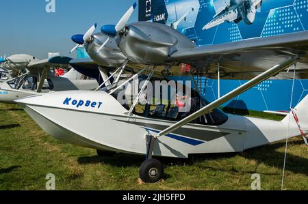 30. August 2019, Region Moskau, Russland. Leichtes Amphibienflugzeug Che-22 'Corvette'. Stockfoto