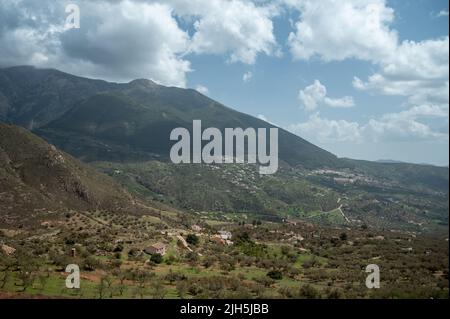 Frühling in der Sierra de Tejeda Gebirge in der Nähe von Malaga, Andalusien, Spanien Stockfoto