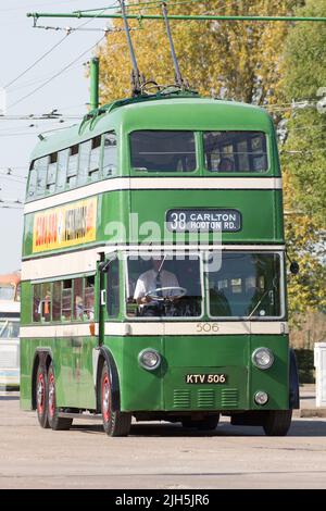 Ein Besuch im Sandtoft Trolleybus Museum Stockfoto