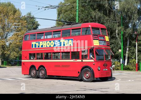 Ein Besuch im Sandtoft Trolleybus Museum Stockfoto