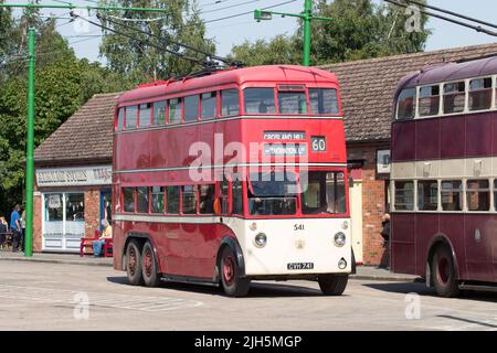 Ein Besuch im Sandtoft Trolleybus Museum Stockfoto