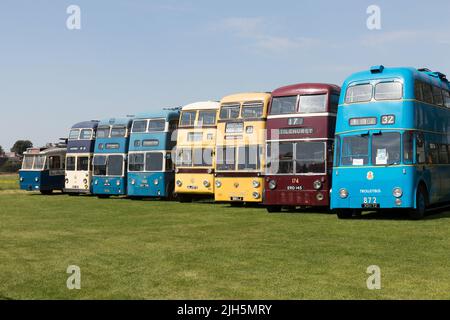 Ein Besuch im Sandtoft Trolleybus Museum Stockfoto