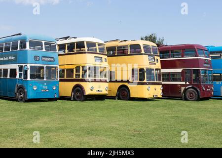 Ein Besuch im Sandtoft Trolleybus Museum Stockfoto