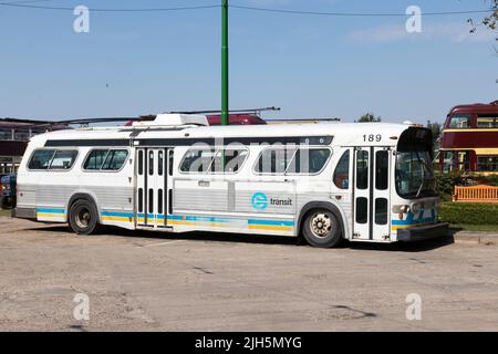 Ein Besuch im Sandtoft Trolleybus Museum Stockfoto