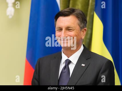 Kiew, Ukraine. 11.. Mai 2018. Präsident der Republik Slowenien Borut Pahor, gesehen bei einem Treffen mit dem Präsidenten der Ukraine Petro Poroschenko in Kiew. Borut Pahor ist ein slowenischer Politiker. Seit Dezember 2012 war er Präsident von Slowenien. Von November 2008 bis Februar 2012 war er Premierminister. (Foto von Mykhaylo Palinchak/SOPA Images/Sipa USA) Quelle: SIPA USA/Alamy Live News Stockfoto