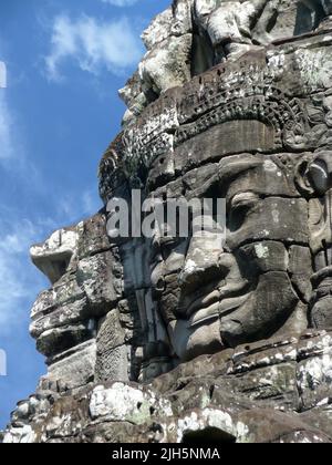 Steinwand auf dem Ruinentempel, Angkor Wat, Siem Reap, Kambodscha Stockfoto