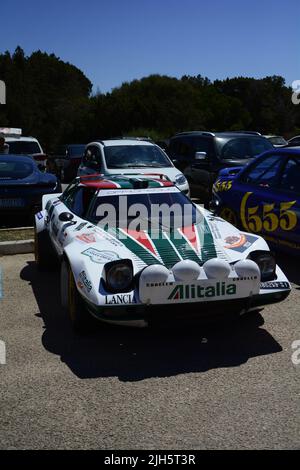 POLTU QUATU - ITALIEN - JUL 9 - 2022 : Lancia stratos livrea alitalia Poltu Quatu Classic Stockfoto