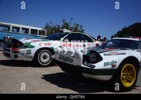 POLTU QUATU - ITALIEN - JUL 9 - 2022 : Lancia stratos livrea alitalia Poltu Quatu Classic Stockfoto