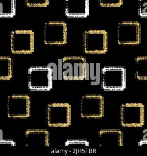 Gold quadratische Graffiti Pinsel geometrische abstrakte nahtlose Muster für kreative Design-Dekoration Stockfoto