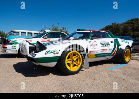 POLTU QUATU - ITALIEN - JUL 9 - 2022 : Lancia stratos livrea alitalia Poltu Quatu Classic Stockfoto