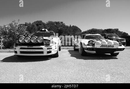 POLTU QUATU - ITALIEN - JUL 9 - 2022 : Lancia stratos livrea alitalia Poltu Quatu Classic Stockfoto