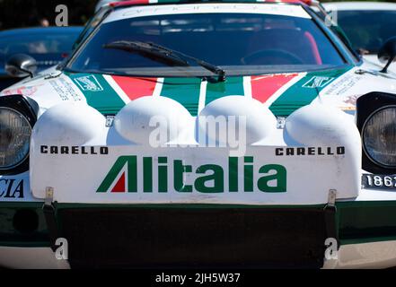 POLTU QUATU - ITALIEN - JUL 9 - 2022 : Lancia stratos livrea alitalia Poltu Quatu Classic Stockfoto