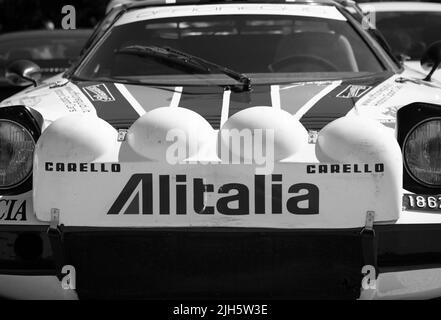 POLTU QUATU - ITALIEN - JUL 9 - 2022 : Lancia stratos livrea alitalia Poltu Quatu Classic Stockfoto