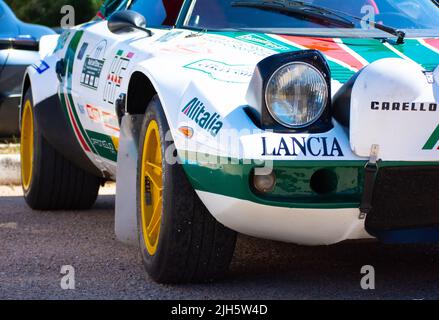 POLTU QUATU - ITALIEN - JUL 9 - 2022 : Lancia stratos livrea alitalia Poltu Quatu Classic Stockfoto