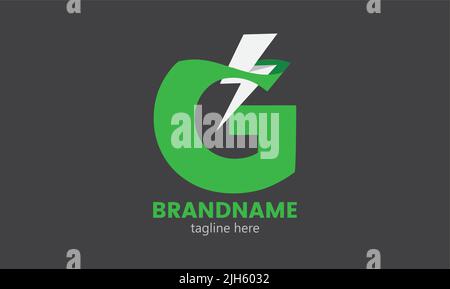 Buchstabe g Blitz Logo Symbol Design Vorlage Vektor Bild. Buchstabe g anfängliches Logo Design Vorlage isoliert Vektorbild. Stock Vektor