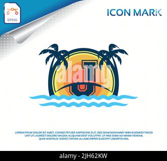 Strandlogo mit J-Premium-Vektor Stock Vektor