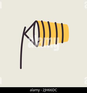 Windsocken durch Wind aufgeblasen auf dem Flughafen Landebahn Vektor-Symbol. Meteorologie Zeichen. Graph Symbol für Reisen, Tourismus und Wetter-Website und Apps, UI Stock Vektor