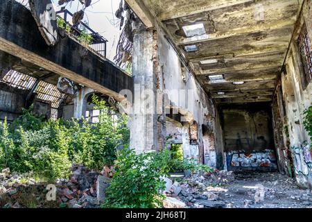 Verlassene und verlassene Ursus Traktorenfabrik in Warschau, Polen Stockfoto