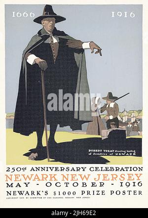 Robert Treat Regie bei der Landung der Gründer von Newark, New Jersey, 250. Anniversary Feier (1916) Poster von Adolph Treidler Stockfoto