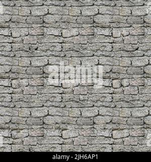 Große quadratische Ziegelwand nahtloses Muster. Endlos wiederholende Textur Shell Rock. Stockfoto