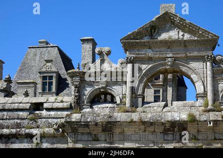 Chateau de Kerjean, 1545, Schloss im Renaissancestil, erbaut 1596, heute Staatsmuseum, Saint-Vougay, Departement Finistere, Region Bretagne, Frankreich Stockfoto