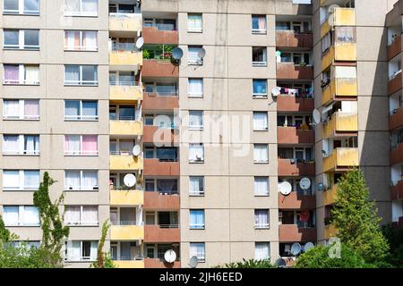 Hochhaus-Wohngebäude, Chorweiler-Satellitenstadt in Köln, Nordrhein-Westfalen, Deutschland Stockfoto