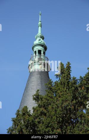 Turm an der Universitätsbibliothek in der Altstadt, Heidelberg, Bergstraße, Baden-Württemberg, Deutschland Stockfoto