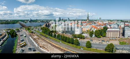 Luftaufnahme des Rigaer Zentrums in Lettland. Stockfoto