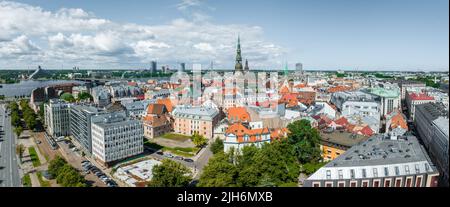 Luftaufnahme des Rigaer Zentrums in Lettland. Stockfoto