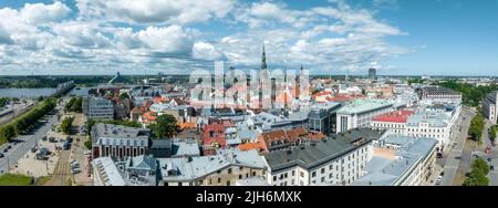 Luftaufnahme des Rigaer Zentrums in Lettland. Stockfoto