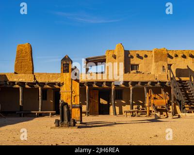 Sonniger Blick auf die historische Stätte Bent's Old Fort in Colorado Stockfoto