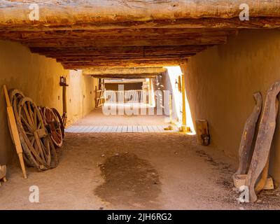 Sonniger Blick auf die historische Stätte Bent's Old Fort in Colorado Stockfoto