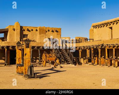 Sonniger Blick auf die historische Stätte Bent's Old Fort in Colorado Stockfoto
