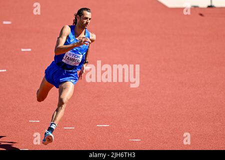 Oregon, USA. 15.. Juli 2022. EUGENE, USA - 15. JULI: Gianmarco Tamberini aus Italien tritt während der Leichtathletik-Weltmeisterschaften am 15. Juli 2022 in Eugene, Oregon, USA im Hochsprung an (Foto: Andy Astfalck/BSR Agency) Atletiekunie Credit: Orange Pics BV/Alamy Live News Stockfoto